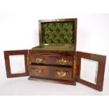 Edwardian walnut jewellery box. An early 20th century jewellery cabinet the hinged cushion-shaped