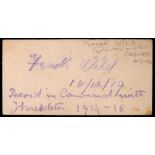 Wild, Frank (1873-1939) British Explorer, autograph signature. An autographed note signed to the
