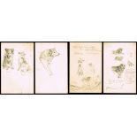 1900-1920 Polar Exploration, sketches of huskies. A set of four pencil sketches of sled-dogs, also a