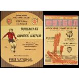 Football 1952-1995 Bohemians European matches and friendlies v. overseas teams. 56 programmes and