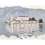 Letitia Marion Hamilton RHA (1878-1964) LAKE ORTA, ITALY oil on panel signed with initials lower