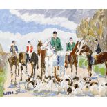 Letitia Marion Hamilton RHA (1878-1964) THE HUNT MEET oil on canvasboard signed lower left 7.75 by