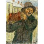 William Conor OBE RHA RUA ROI (1881-1968) THE ACCORDION PLAYER crayon signed lower left Collection