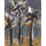 Basil Blackshaw HRHA RUA (1932-2016) THREE TREES oil on board signed lower With a letter of