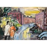 Norah McGuinness HRHA (1901-1980) FITZWILLIAM SQUARE, DUBLIN gouache signed with initials lower