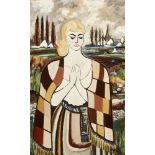 Markey Robinson (1918-1999) WOMAN IN PATCHWORK SHAWL [MARKEY'S WIFE MAY] gouache signed lower right;
