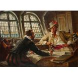 Arthur David McCormick RBA RI ROI (1860-1943) DRAKE AND FROBISHER DISCUSSING PLANS TO FOIL THE