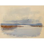 William Percy French (1854-1920) LOW CLOUD OVER RIVER AND BOG, A VIGNETTE, 1897 watercolour signed