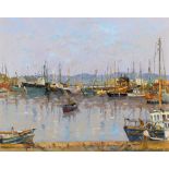 Liam Treacy (1934-2004) ARKLOW HARBOUR, COUNTY WICKLOW oil on canvas signed lower right 24 by