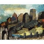 Séamus O'Colmáin (1915-1990) ST. AUDEON'S, DUBLIN gouache and watercolour with collage on paper