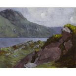 Paul Henry RHA (1876-1958) MOUNTAINOUS LANDSCAPE, WEST OF IRELAND, 1913-1914 oil on panel signed