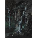 George Campbell RHA (1917-1979) BLITZED TREES oil on panel signed lower right; titled on reverse;