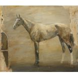 Basil Blackshaw HRHA RUA (1932-2016) GREY HORSE IN A STABLE oil on canvas signed lower left Acquired