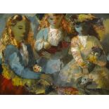 Daniel O'Neill (1920-1974) GIRLS AND DOGS oil on board signed lower left; titled on reverse; also