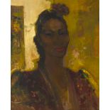 George Campbell RHA (1917-1979) CARMEN AMAYA, FLAMENCO DANCER oil on board titled and with