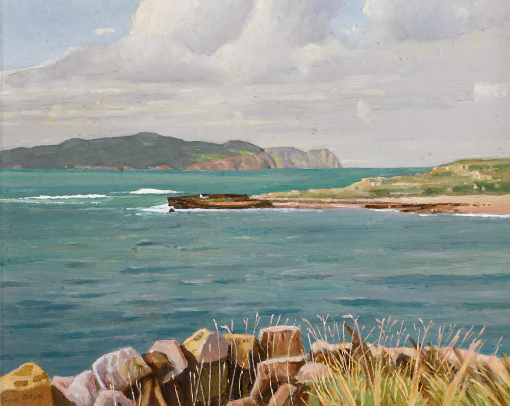 Robert Taylor Carson HRUA (1919-2008) SHEEPHAVEN BAY, COUNTY DONEGAL, 2004 oil on panel signed lower
