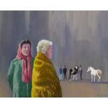 Robert Taylor Carson HRUA (1919-2008) CONNEMARA WOMAN ADMIRING THE PONIES, 1999 oil on panel