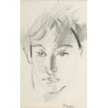 Elizabeth Rivers (1903-1964) FACE pencil on board signed in pencil lower right; with label inscribed