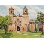 Robert Taylor Carson HRUA (1919-2008) MISSION CONCEPCION, SAN ANTONIO, TEXAS oil on canvas board