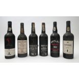 1977-1997 Six bottles of vintage port. Two bottles of Fonseca, 1977; and one each of Grahams 1977;