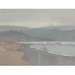 Robert Taylor Carson HRUA (1919-2008) LAS PALMAS BEACH, GRAN CANARIA, 1984 oil on panel signed lower