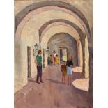 Robert Taylor Carson HRUA (1919-2008) CLOISTERS, MISSION CONCEPCION, SAN ANTONIO, TEXAS oil on