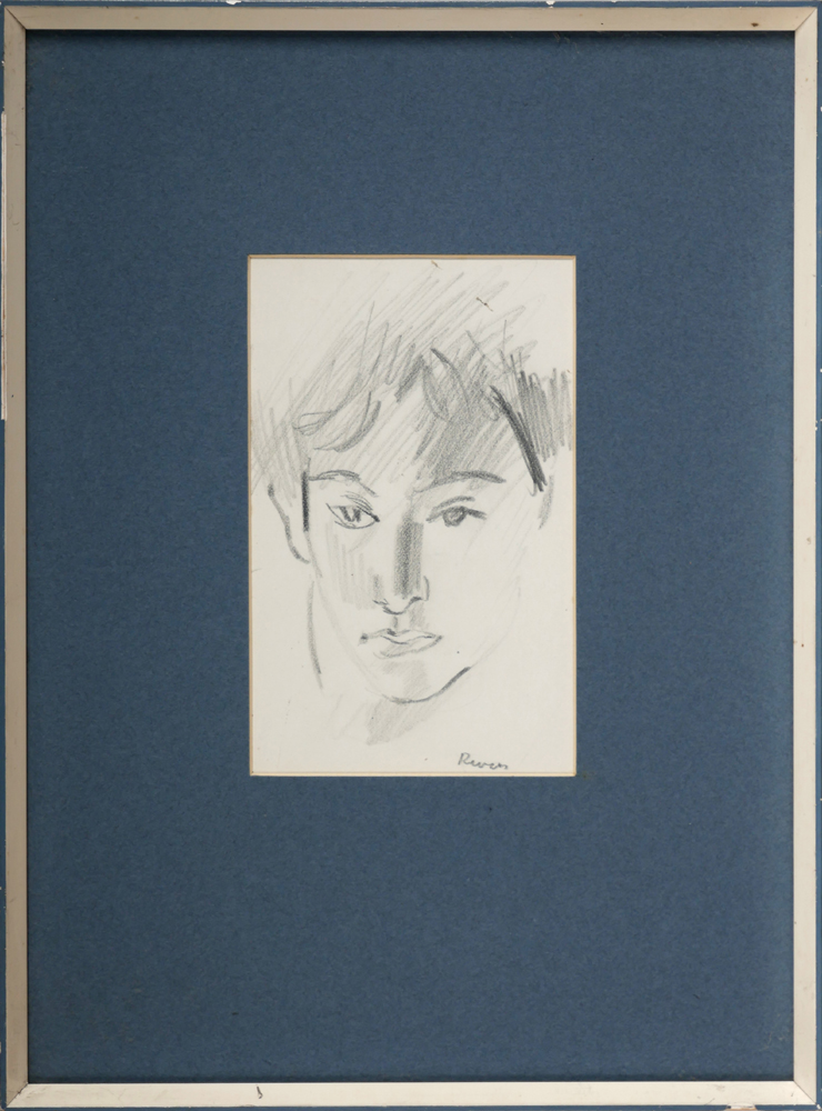 Elizabeth Rivers (1903-1964) FACE pencil on board signed in pencil lower right; with label inscribed - Image 2 of 2