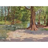 Robert Taylor Carson HRUA (1919-2008) MEDINA RIVER, SAN ANTONIO oil on canvas panel signed lower