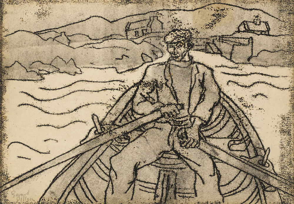 Gerard Dillon (1916-1971) MAN ROWING monotype signed in pencil lower left 7.25 by 10.50in. (18.4