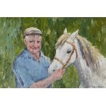 Robert Taylor Carson HRUA (1919-2008) SHOWING OFF THE NEW PONY, 1989 oil on panel signed lower