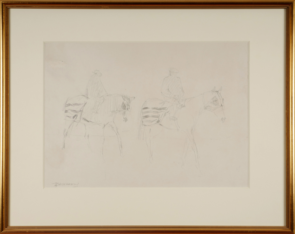 Basil Blackshaw HRHA RUA (1932-2016) FIGURES ON HORSES pencil signed lower left Collection of George - Image 2 of 2