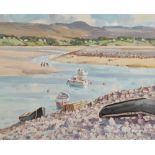 Robert Taylor Carson HRUA (1919-2008) DIGGING BAIT, MULRANNY, COUNTY MAYO, 1989 oil on canvas signed