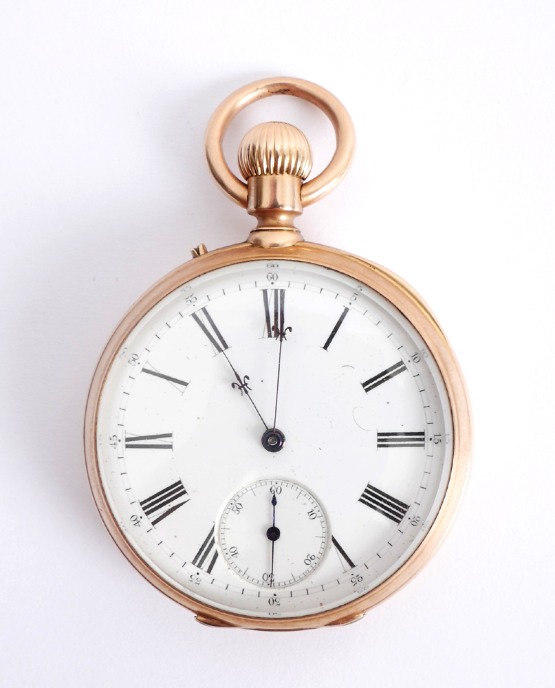 Early 20th century pocket watch. An open faced pocket watch, the Swiss movement in gold-cased case.
