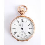 Early 20th century pocket watch. An open faced pocket watch, the Swiss movement in gold-cased case.