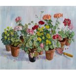 Robert Taylor Carson HRUA (1919-2008) GERANIUMS AND BEGONIAS, 1992 oil on canvas signed lower