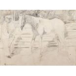 Basil Blackshaw HRHA RUA (1932-2016) FIGURE AND HORSE pencil signed lower left and on reverse
