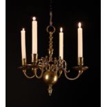 A Small Late 18th/Early 19th Century Four Branch Brass Chandelier.