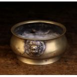 A Small 17th/18th Century Chinese Brass Bowl/Censer with relief cast animal masks either side and a