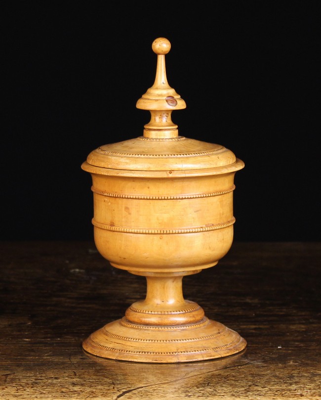 A Large 19th Century Turned Boxwood Cup & Cover.