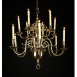 A Fine Late 18th/19th Century Polished Brass Twelve Branch Chandelier.