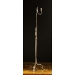 An 18th Century Wrought Iron Corner Standard Rushnip / Candleholder.