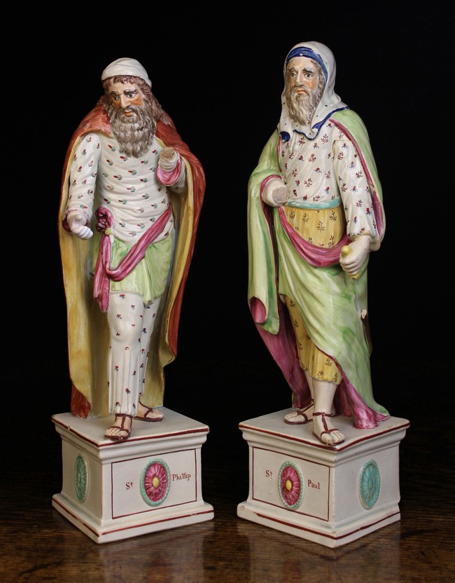 A Pair of Early 19th Century Staffordshire Pearlware Figures of St.Paul & St Philip (A/F).