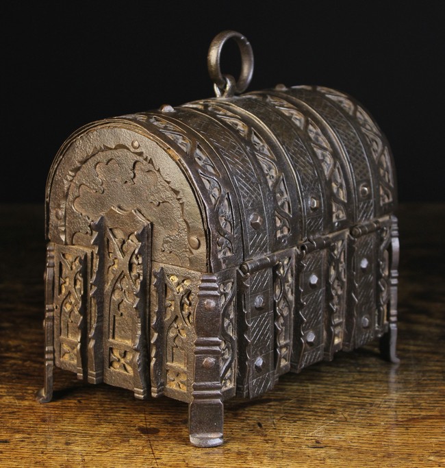 A Fine 15th Century French Wrought Iron Dome Topped Casket ,