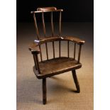 A Small Late 18th Century Primitive Ash & Elm Spindle Back Armchair.