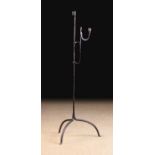 An Early-Mid 18th Century Wrought Iron Corner Standard Rushnip/Candleholder.