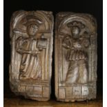 A Pair of 16th Century Naively Carved Oak Panels.