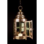 An 18th Century Dutch Sheet Brass Hanging Lantern enriched with decorative punchwork.