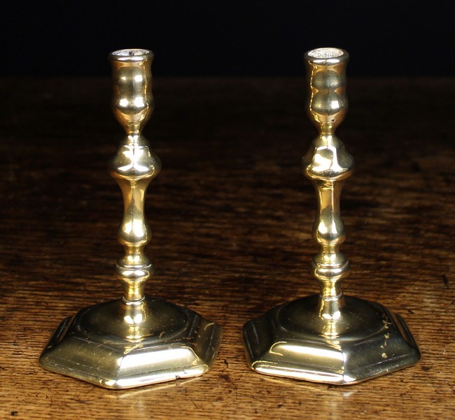 A Pair of Small 18th Century Brass Candlesticks.