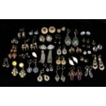 A Nice Collection of Pretty Edwardian & Later Earrings; gold & silver coloured,