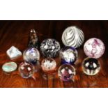 Twelve Decorative Glass Paperweights including Cathness, Wedgwood and Langham.